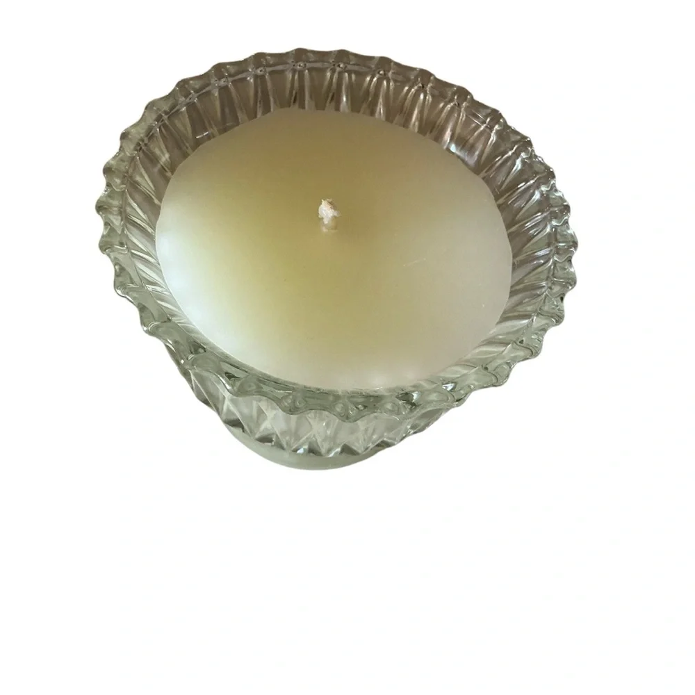 Vintage 90s Crabtree & Evelyn Christmas fragranced candle with crystal jar 4.5